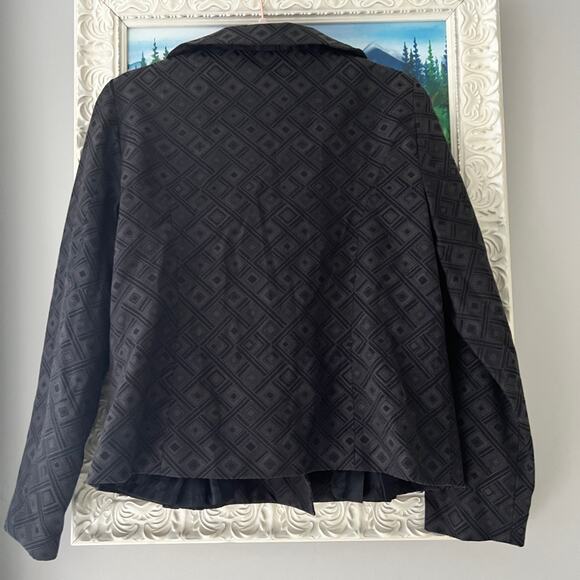 George Women’s Blazer Jacket black geometric Sz 10 Large business smart buttons - Picture 2 of 8